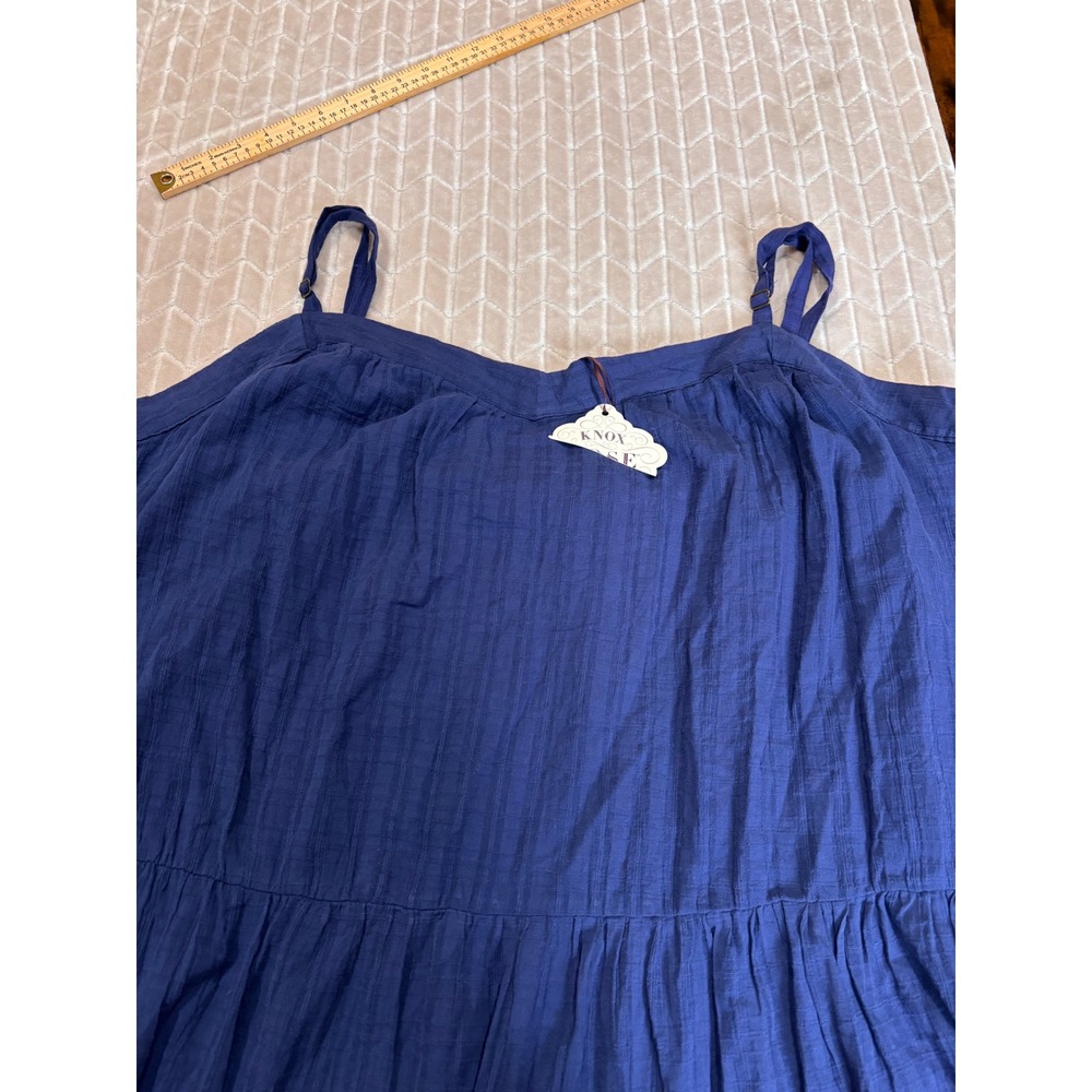 Knox Rose Navy Blue Tiered Maxi Dress Plus Size 4X NWT Gauze Adjustable Straps - Picture 7 of 10